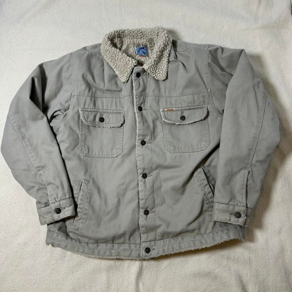 Vintage 90s Canvas Trucker Jacket Sherpa Fleece